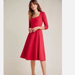 Maeve NWT Anthropologie Jocelyn Ponte Red Midi Fit n Flare Dress Women's XL